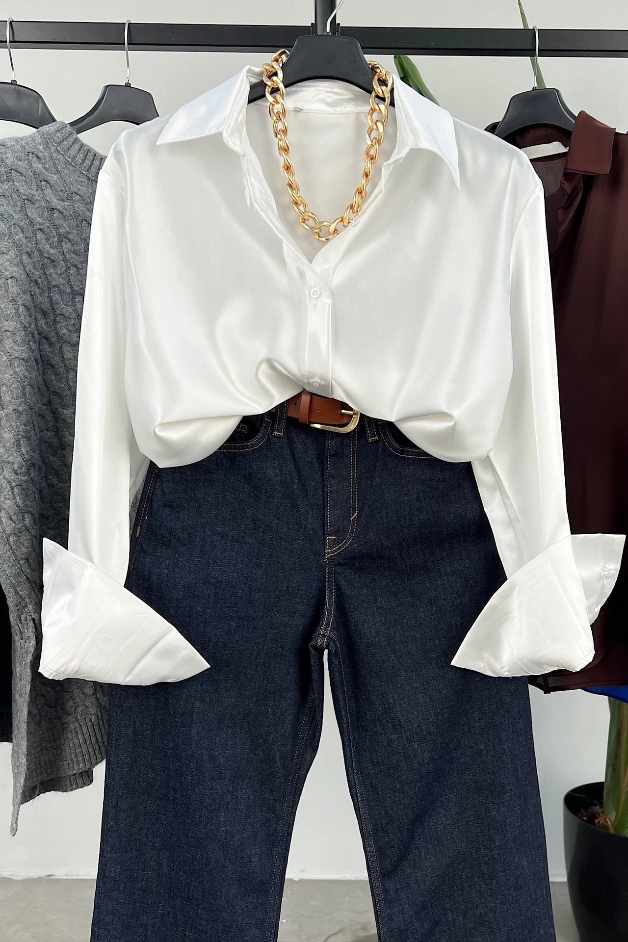 Single-Breasted Lapel Cardigan | Long Sleeve Shirt – Women