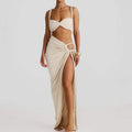 Women's Woven Halter Top Split Maxi Skirt Set Beach Resort Outfit –  | AdriaPulse