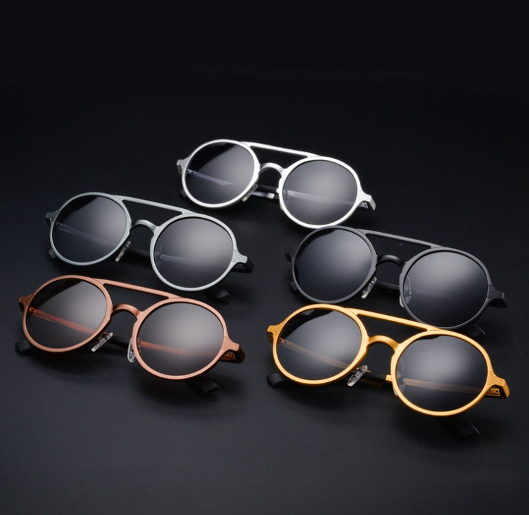 Polarized Round Sunglasses | Aluminum-Magnesium Vintage Frame – 5 Colors