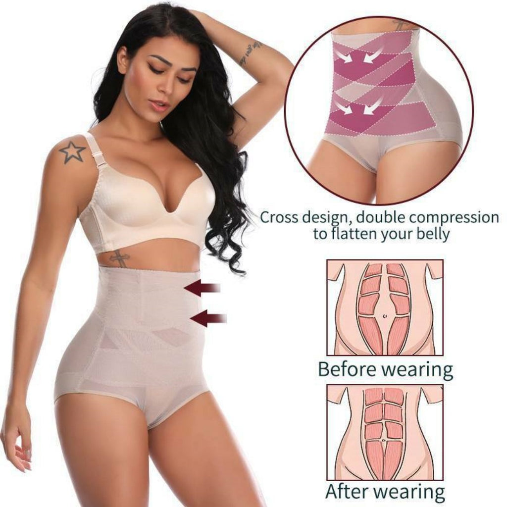 Damen High Waist Bauchkontrolle Shapewear – Nahtlose Po-Lifting-Höschen (S)