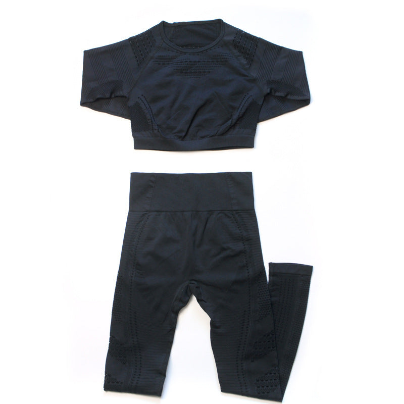 Women's Seamless Yoga Gym Suit 3-Piece Activewear Set Black – AdriaPulse