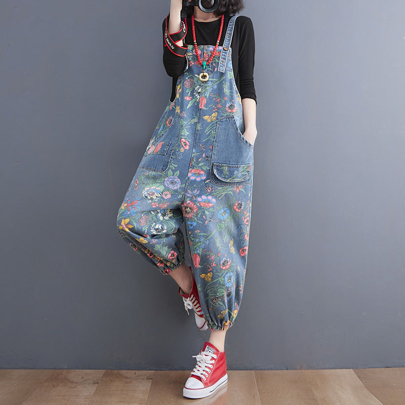 Salopette en jean imprimée Spring Lean pour femme