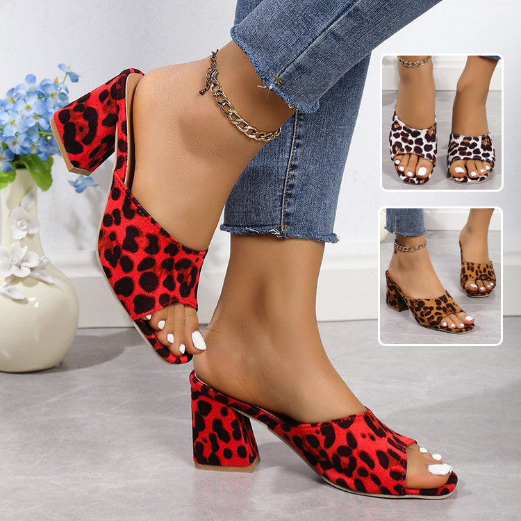 Women's Chunky Heel Sandals Square Toe PU – Camel | AdriaPulse