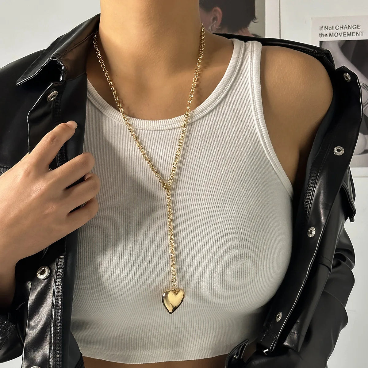 Boho Love Pendant Necklace Women's 2025 Multi Layer Gold Color Metal Imitation Pearl Girl Fashion Couple Fashion Jewelry