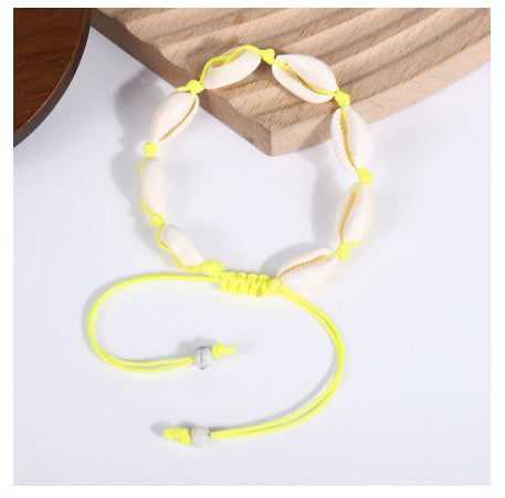 Natural Shell Wax Cord Bracelet | Boho Beach Jewelry – Unisex