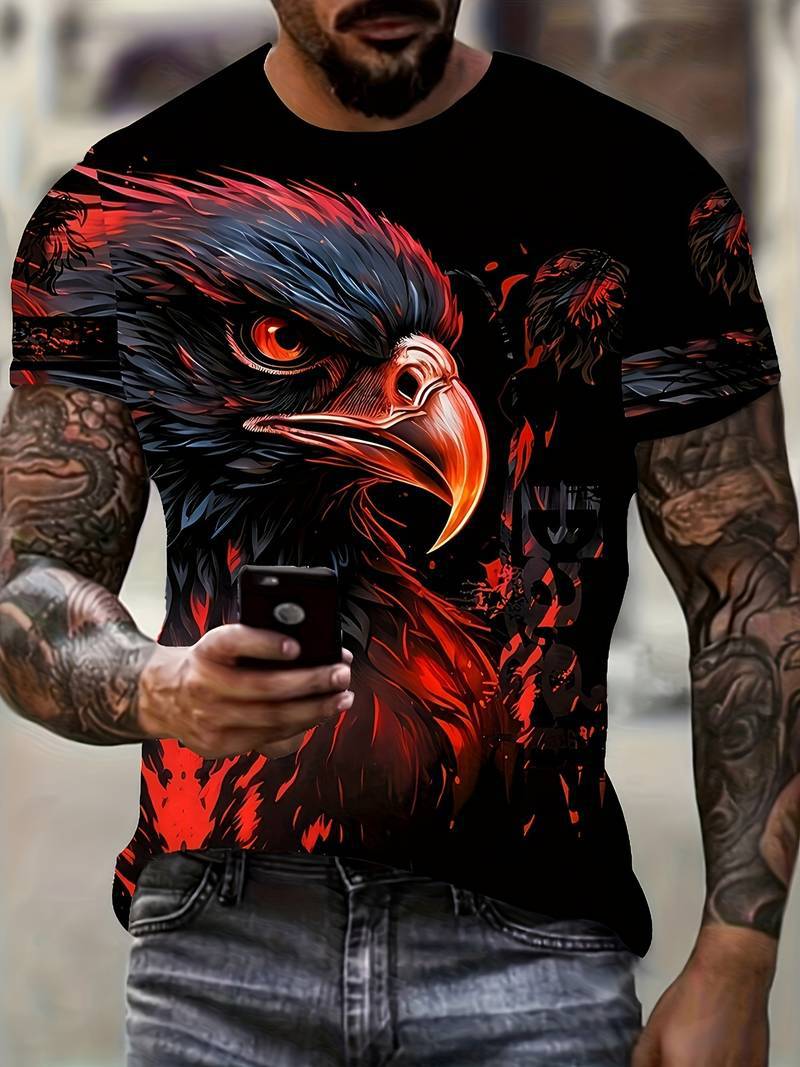 Eagle Print T-Shirt | Oversized Digital Print Tee – XS to 5XL