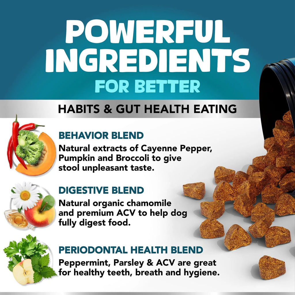 No Poo Chews for Dogs – Stop Poop Eating with Probiotics & Digestive Enzymes | 180 Soft Chews