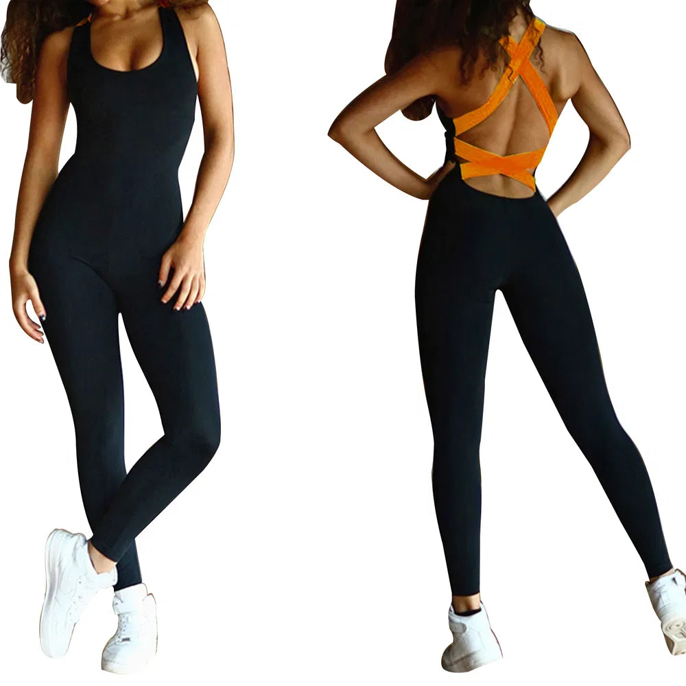 Women's Yoga Workout Jumpsuit – Sleeveless Gym Fitness Romper in 4 Colors