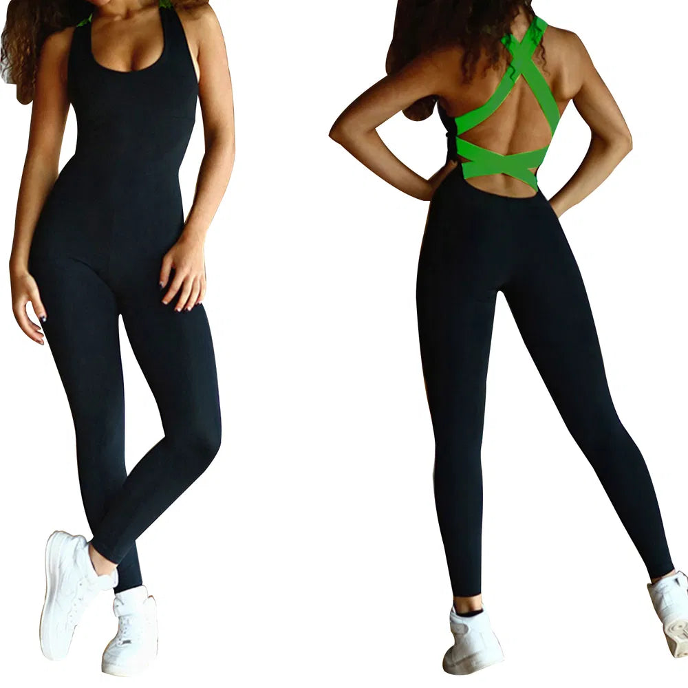 Women's Yoga Workout Jumpsuit – Sleeveless Gym Fitness Romper in 4 Colors
