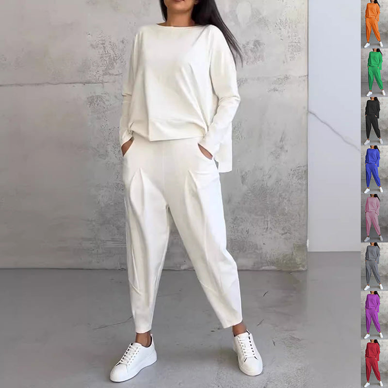 Women's Raglan Sleeve Top & Harem Pants Set – Casual Pocket Co-ord