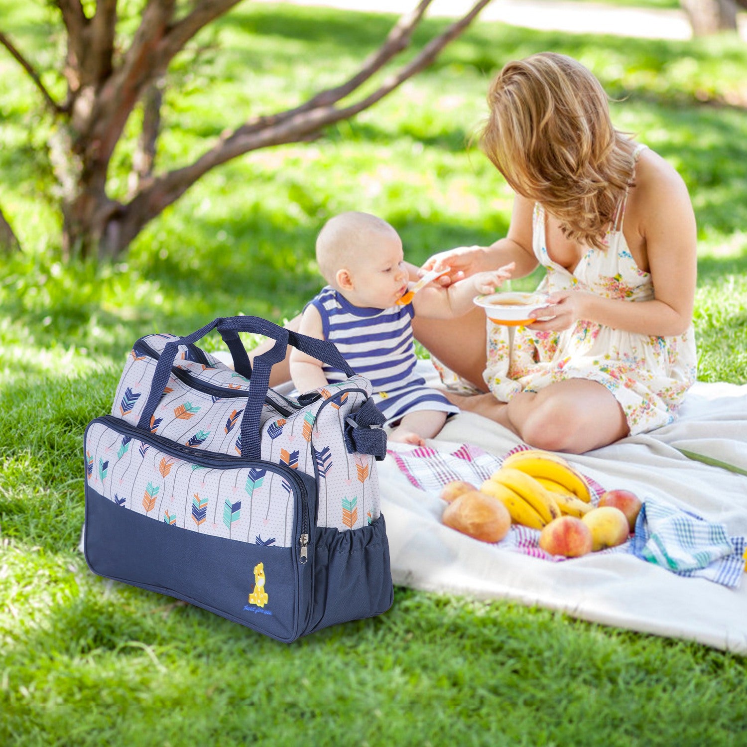 5-Piece Baby Diaper Bag Set – Spacious Travel Tote for Moms & Dads