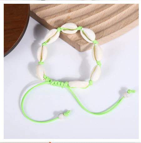 Natural Shell Wax Cord Bracelet | Boho Beach Jewelry – Unisex