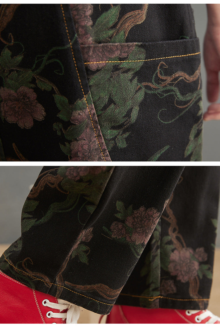 Salopette en jean imprimé femme printemps et été