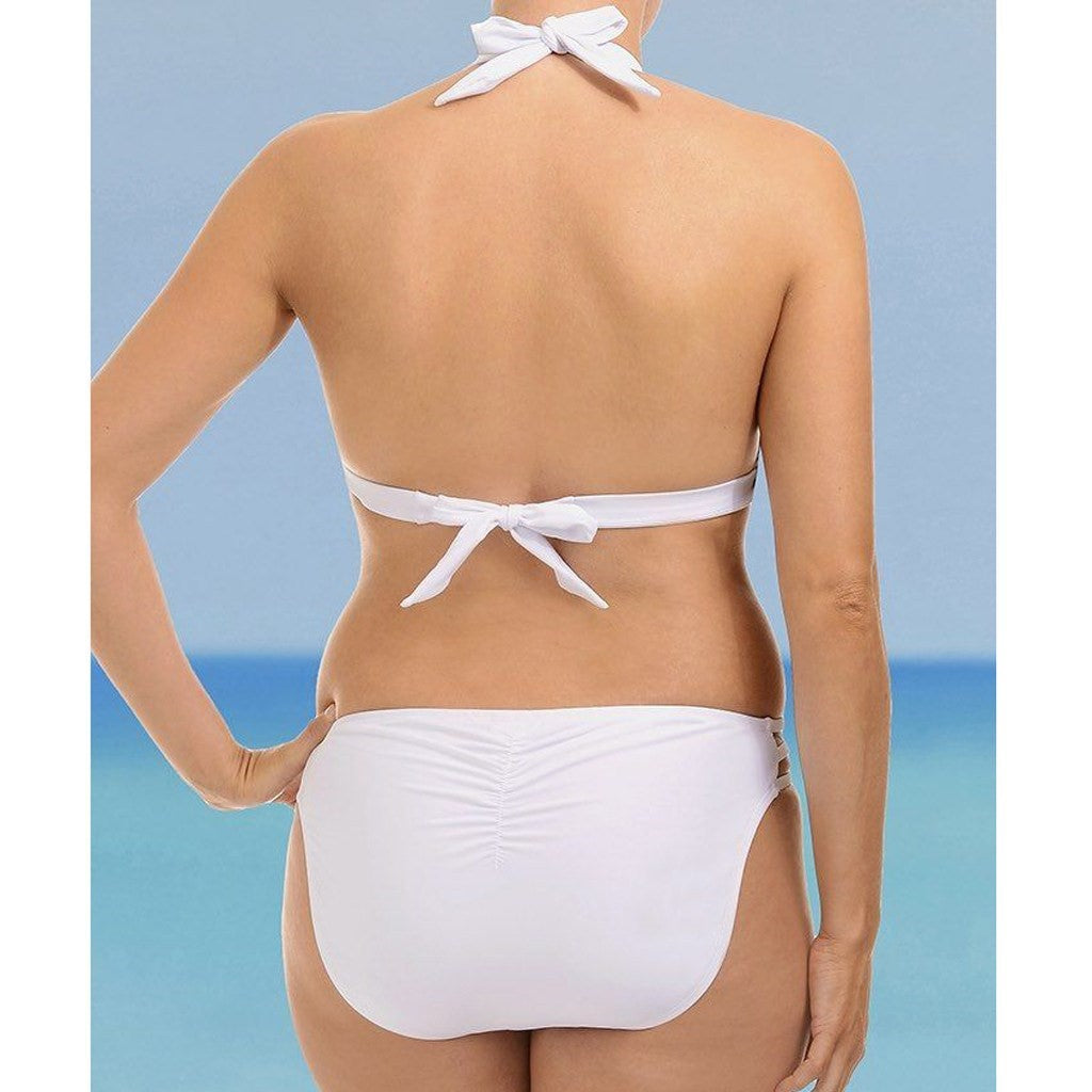 Solid Color Split Bikini – Women's Plus Size Nylon Swimwear XL–4XL