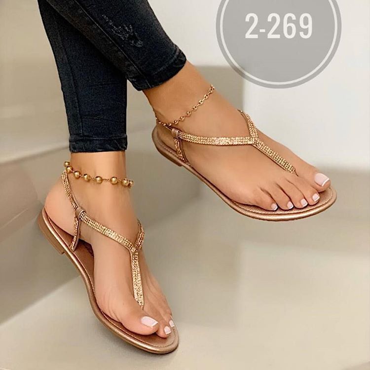 Tongs femme à strass – Sandales de plage en cristal