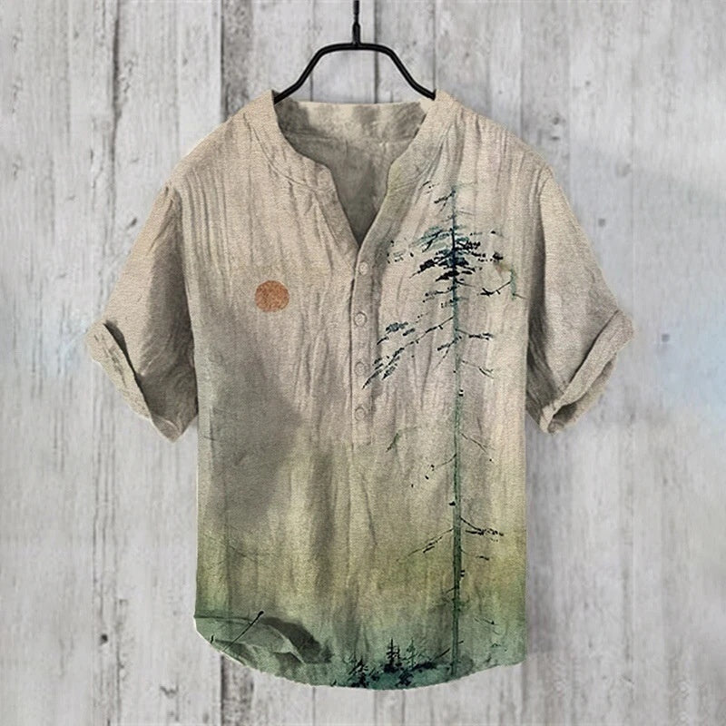 Summer Men's Shirts National Trendy Style Three Breasted