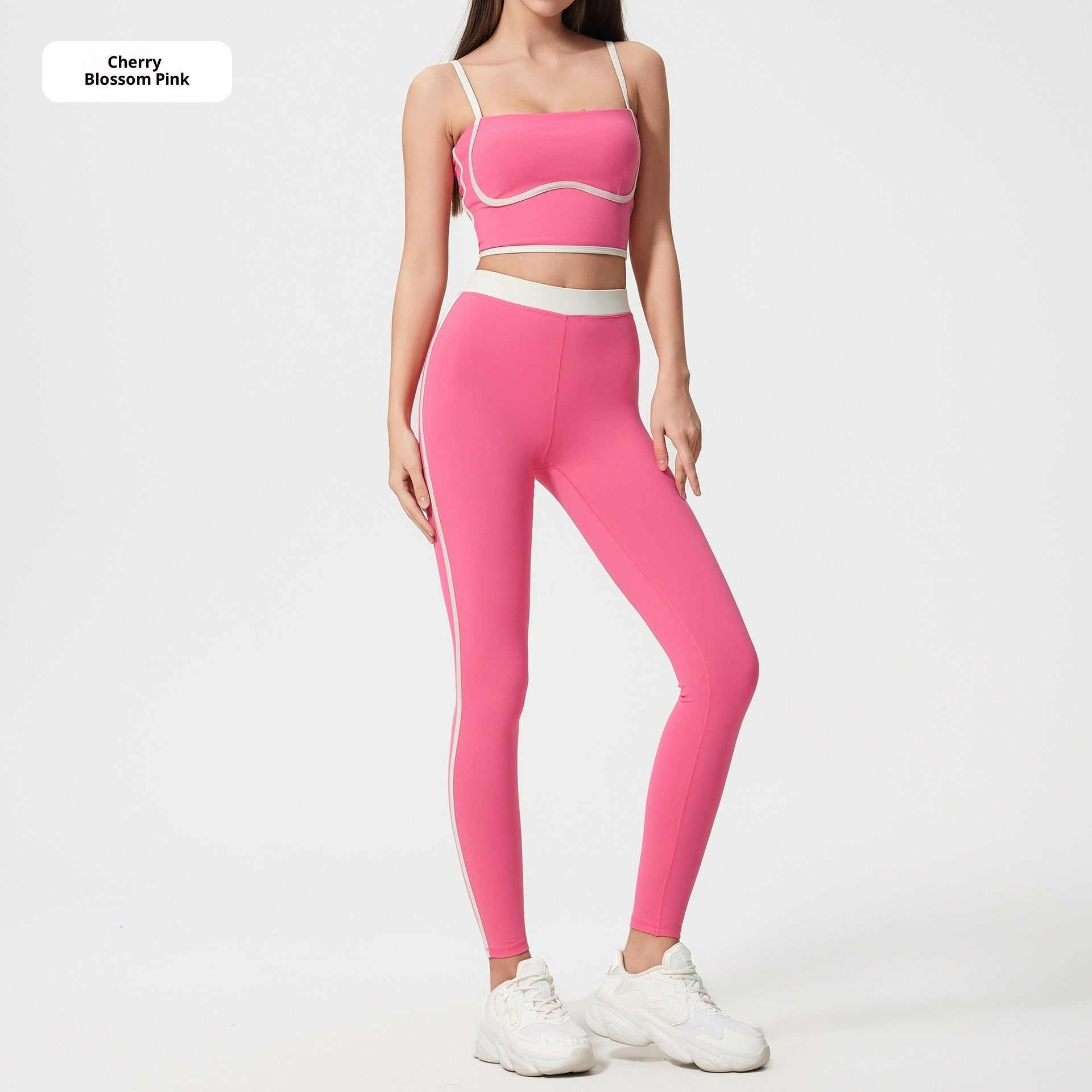 Women's Yoga Set – Contrast Color Sports Vest & Shorts