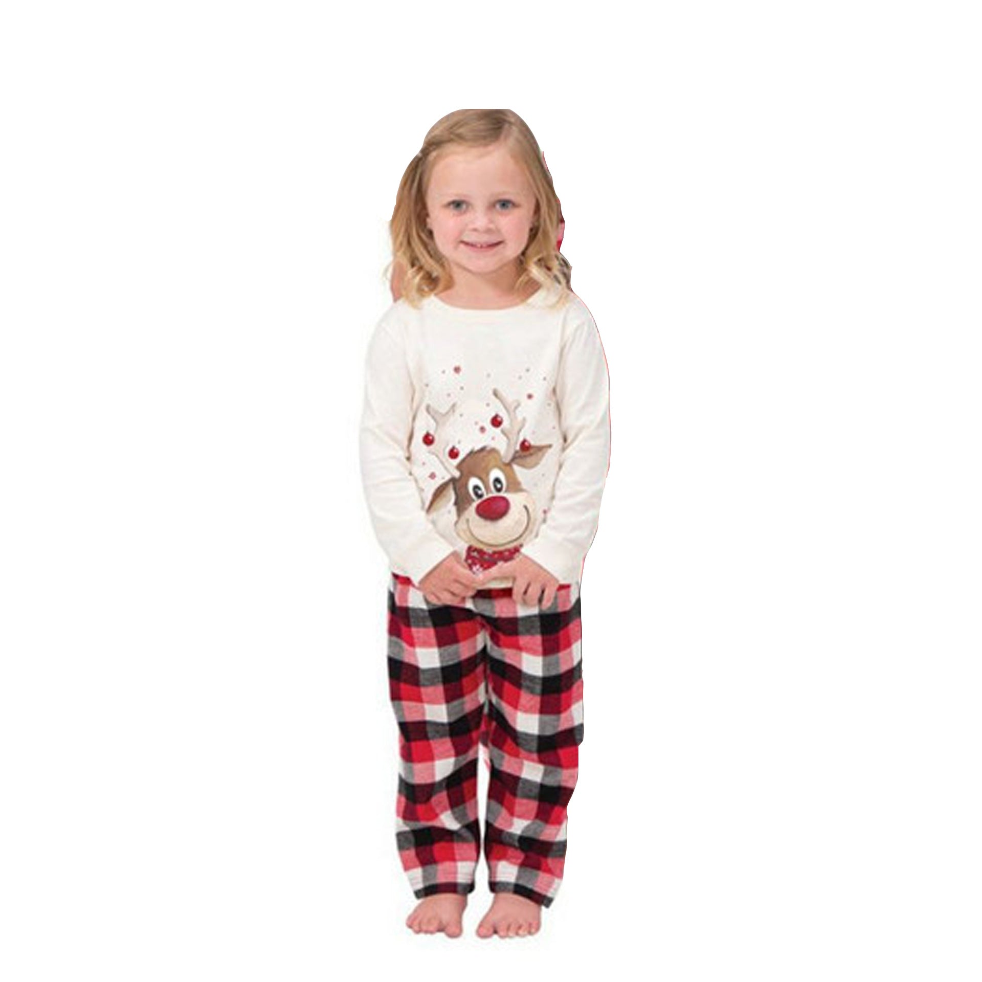 Family Matching Elk Print Fleece Outfit – Holiday Parent-Child Home Clothing – AdriaPulse"