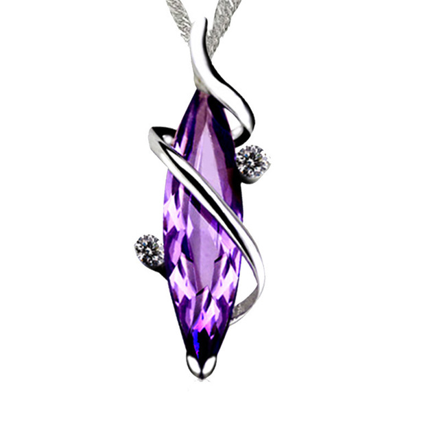 Purple Amethyst Pendant Necklace | Copper Crystal Charm – Women's Boho Jewelry