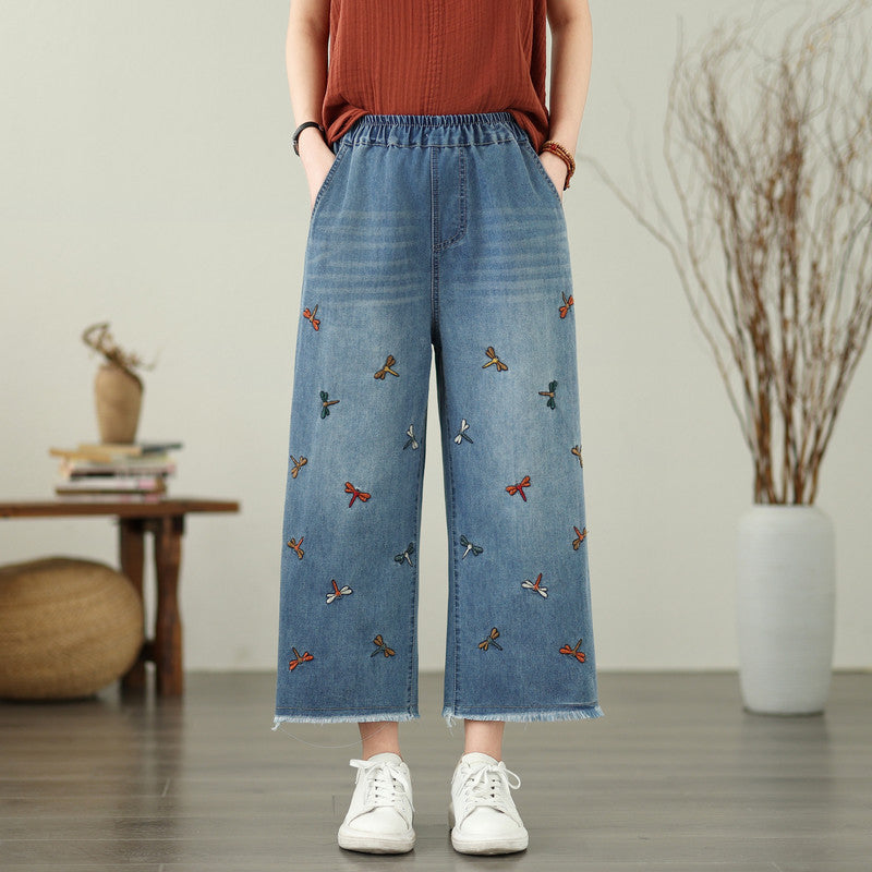 Women's Embroidered Butterfly Loose Denim Jeans Style 1 – AdriaPulse