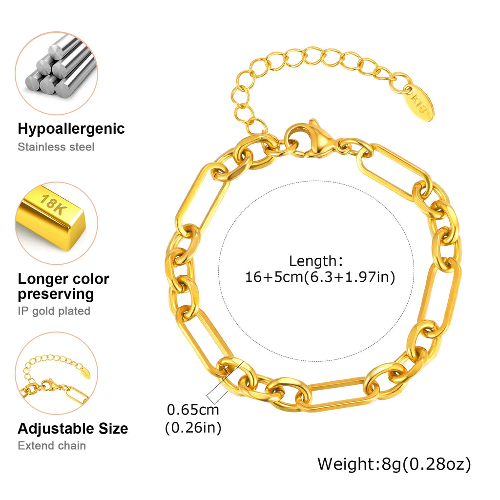 Edelstahl Quadratische Kettenarmbänder,Vergoldetes, Verstellbares Damenarmband,Geometrisches Schmuckgeschenk