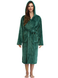Robe de chambre longue en polaire moelleuse pour femme RONGTAI, peignoir épais à capuche avec poches, vêtement de nuit moelleux pour homme