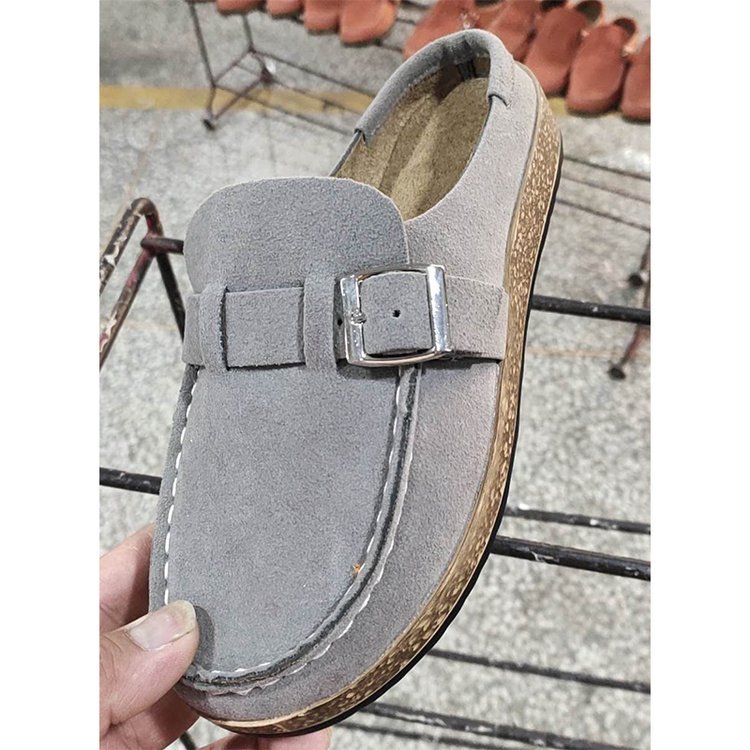 Women's Suede Flat Sandals Belt Buckle –  | AdriaPulse