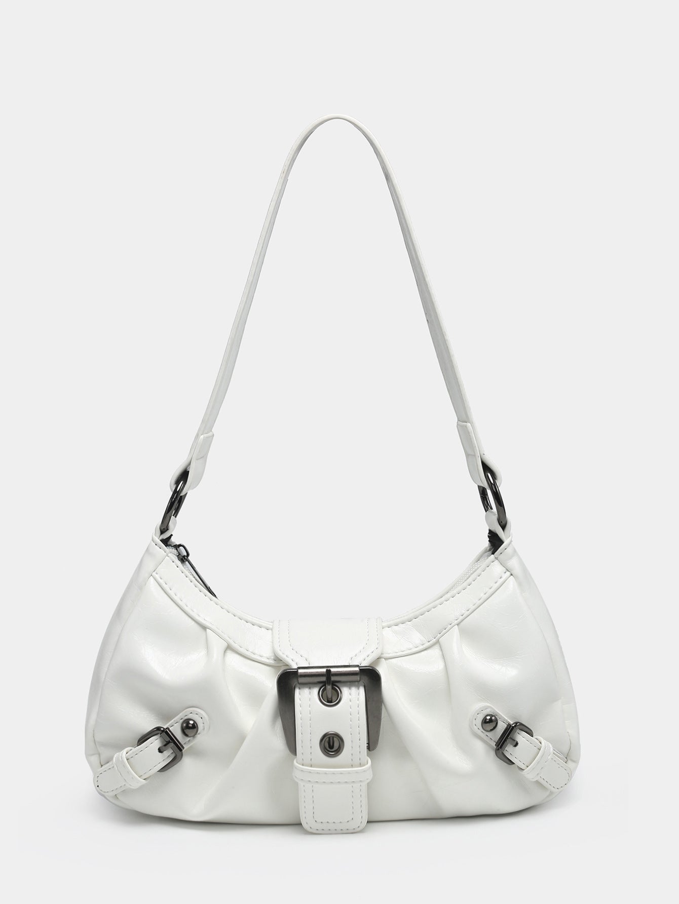 Women's Two-Tone PU Leather Shoulder Bag – Horizontal Square Handbag
