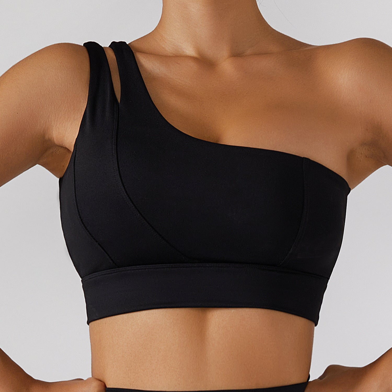 Women's Ribbed One-Shoulder Yoga Set Grass Pants – AdriaPulse