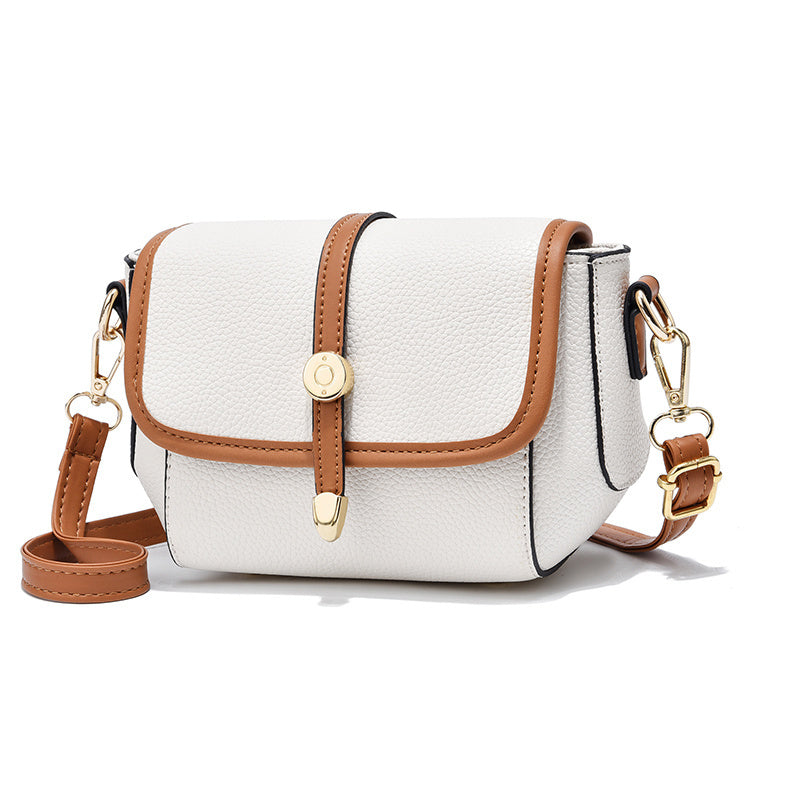 driaPulse fashion PU leather shoulder bag for women in white – compact everyday handbag with flap closure