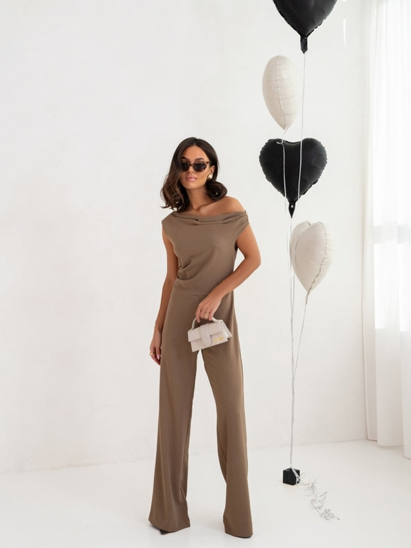 Women's Elegant Falling Strap Jumpsuit – High Waist Side Zipper Romper