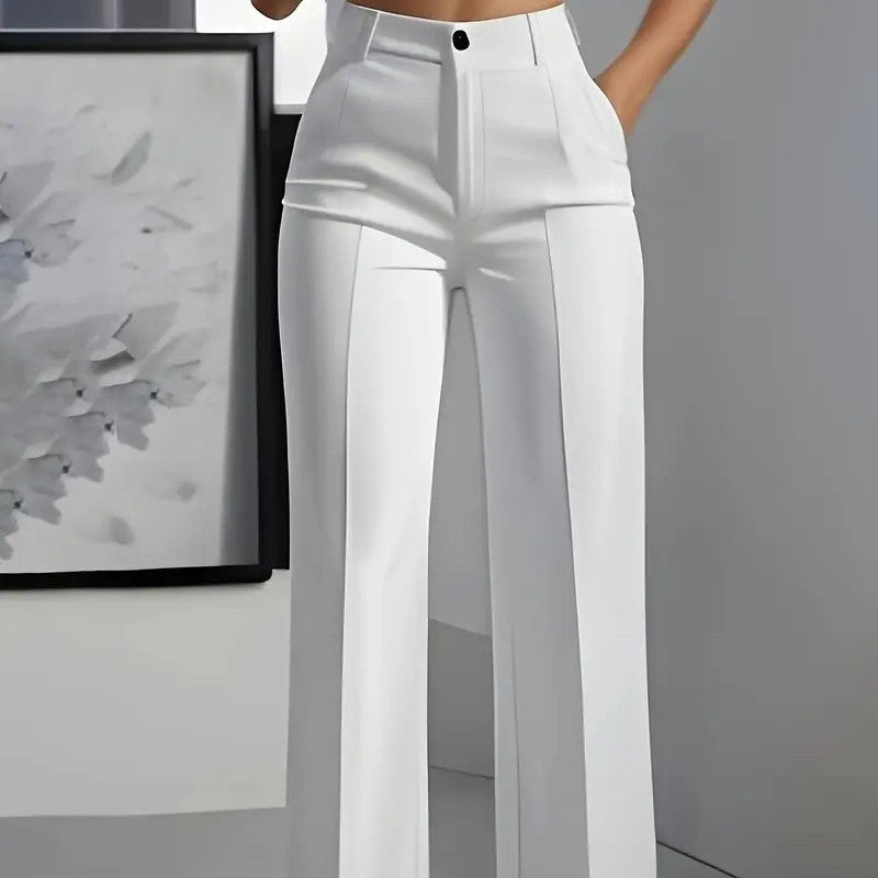 Damen-Minimalismus-Hose aus weißem Polyester