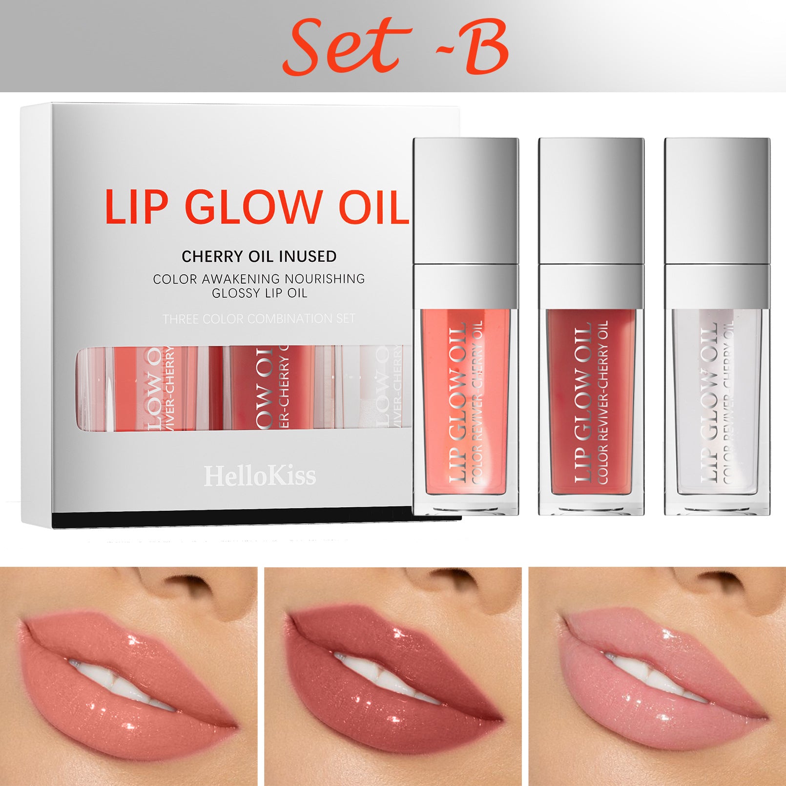 Moisturizing Lip Oil Set – 3-Pack No-Stain Nourishing Lip Gloss