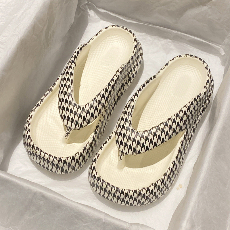 Women's Thick Sole EVA Flip-Flops – Striped Outdoor Slippers