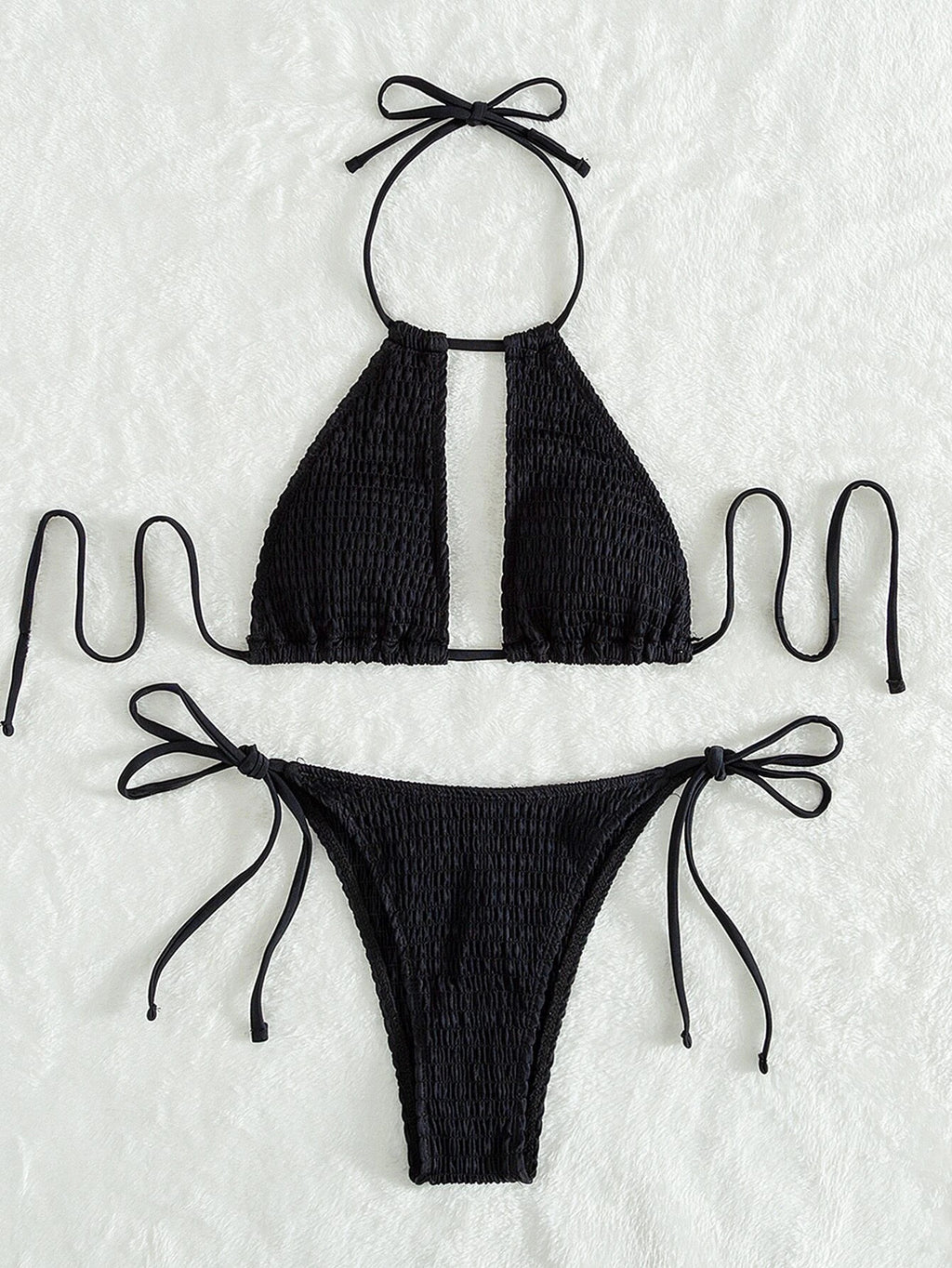 Women's Split Beach Bikini Two-Piece Swimsuit Set Black – AdriaPulse"