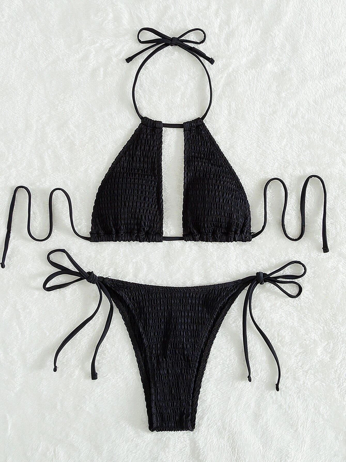 Women's Split Beach Bikini Two-Piece Swimsuit Set Black – AdriaPulse"