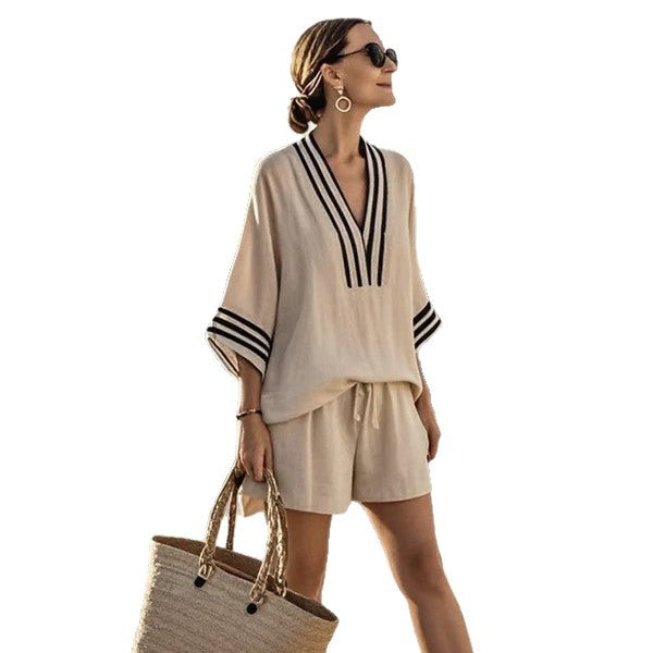 Damen Fledermausärmel Oversize-Top & Shorts Set – Sommer Zweiteiler
