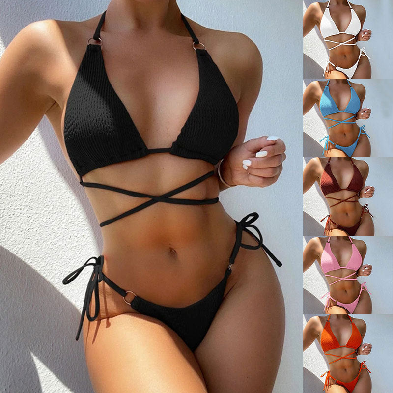 High Waist Backless Split Bikini – Women's Polyester Swimwear S–XL