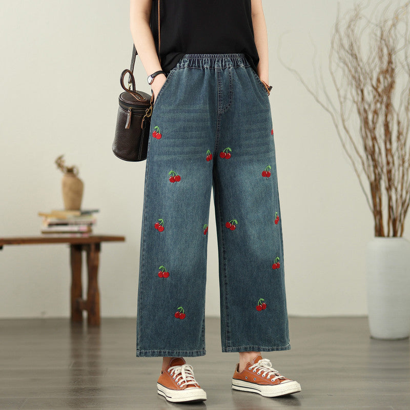 Women's Embroidered Butterfly Loose Denim Jeans Style 1 – AdriaPulse