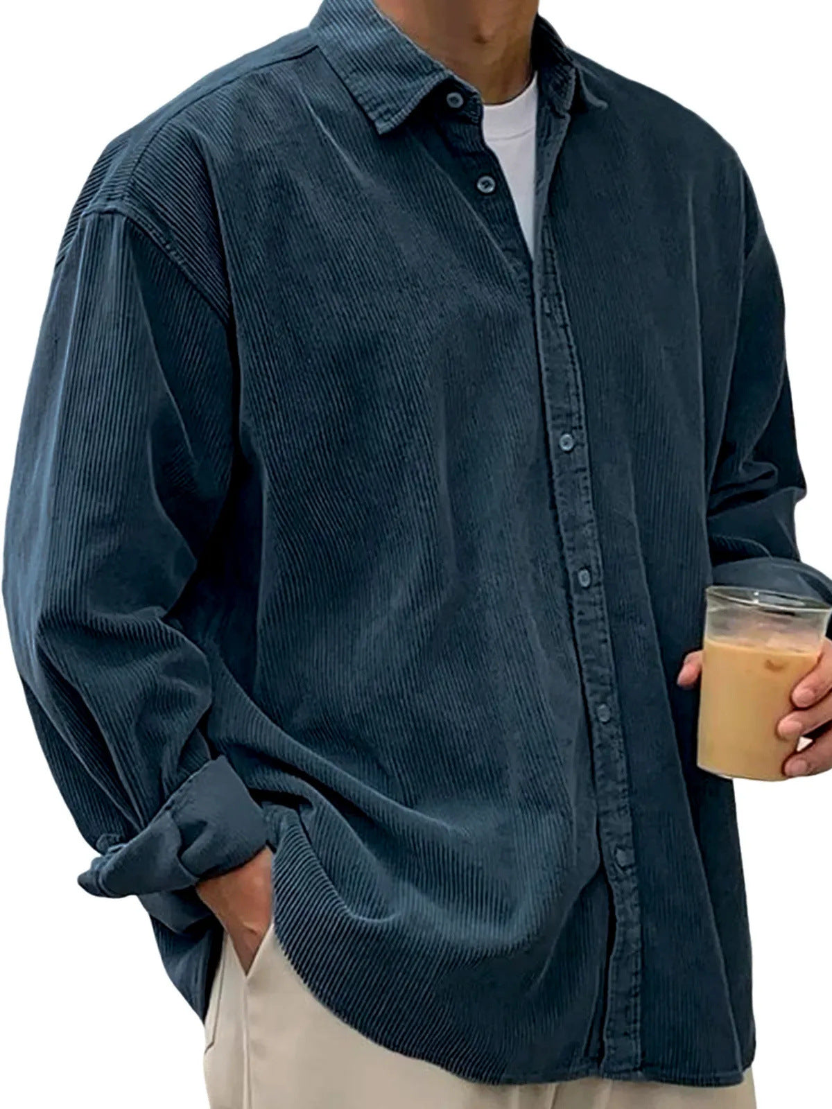 Casual Loose Men's Thick Shirt Jacket – 12 Colors S–5XL