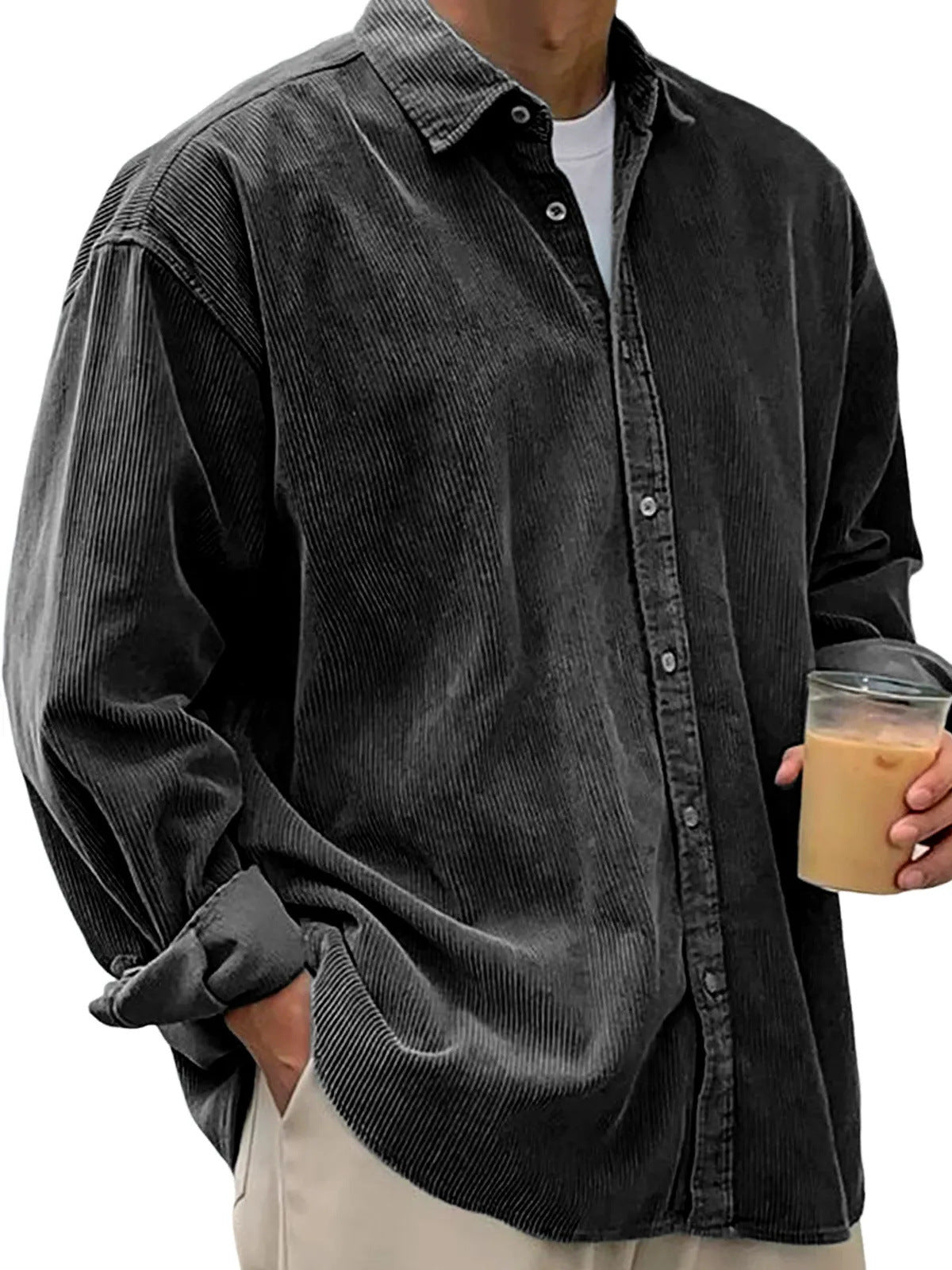 Casual Loose Men's Thick Shirt Jacket – 12 Colors S–5XL