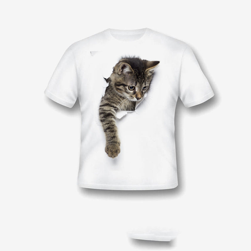 Kids Cat Print T-Shirt | Cute Cartoon Graphic Tee – Boys & Girls