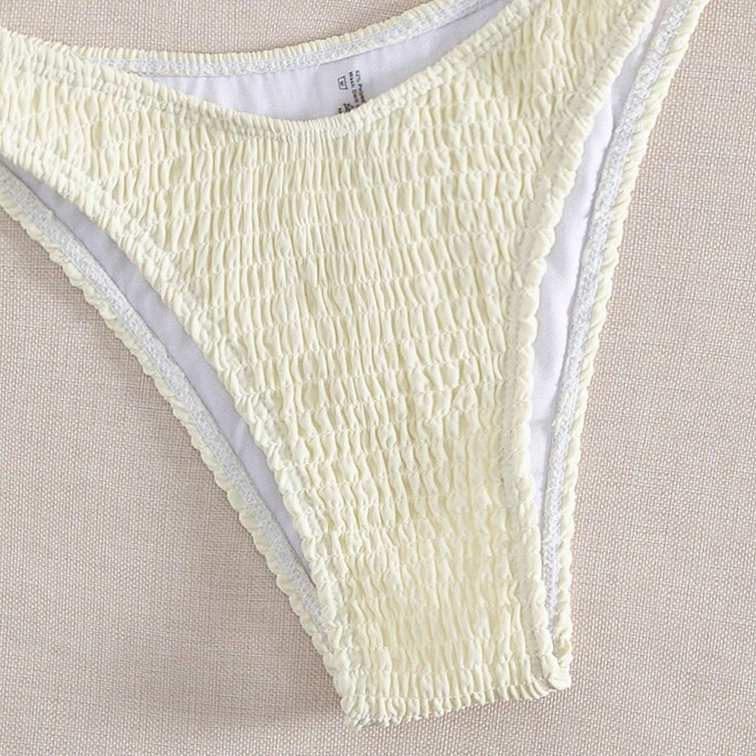 Maillot de bain bikini deux pièces ruché couleur unie pour femme