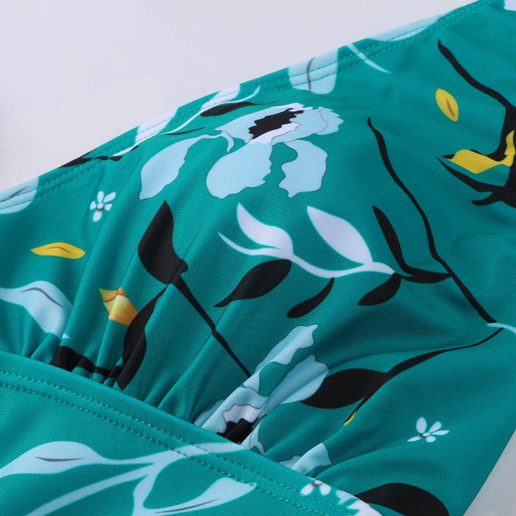 Plus Size Maternity Swimwear with Shorts | Women's Printed One-Piece Swimsuit – M to 3XL