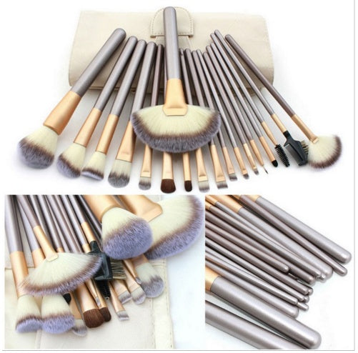 Persian Makeup Brush Set – Rice White & Champagne Handle Professional Brushes | 12 / 18 / 24 Piece