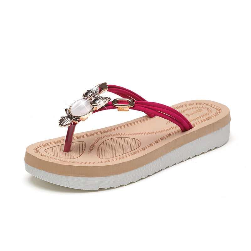 Women's Korean Style Flat Flip-Flops – Matte Herringbone Sandals