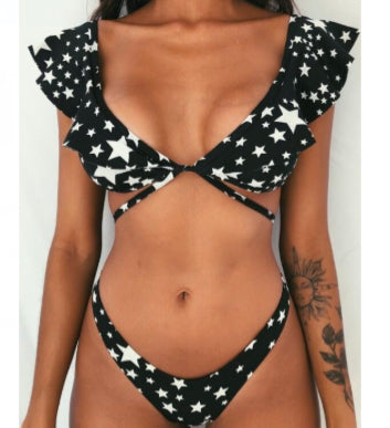 Floral Backless Split Bikini – Women's Nylon Swimwear S–L