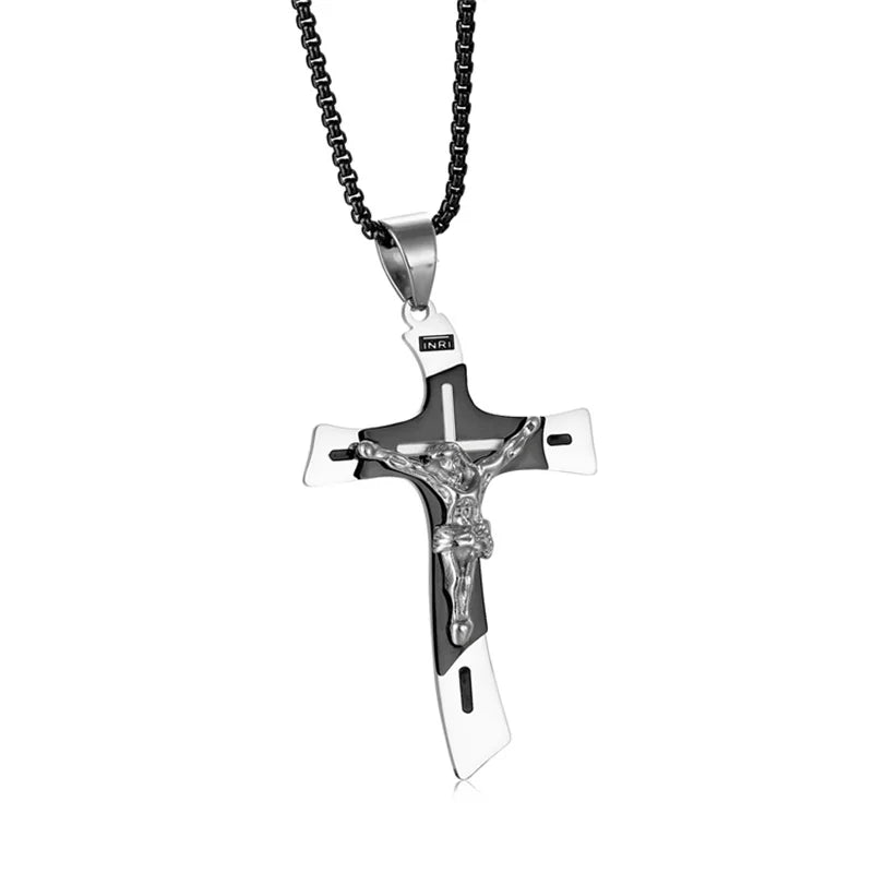 Vintage Jesus Kreuz Anhänger Herren Damen Amulett Halskette Katholisch Christlich Religiöser Gebetsschmuck Geschenk