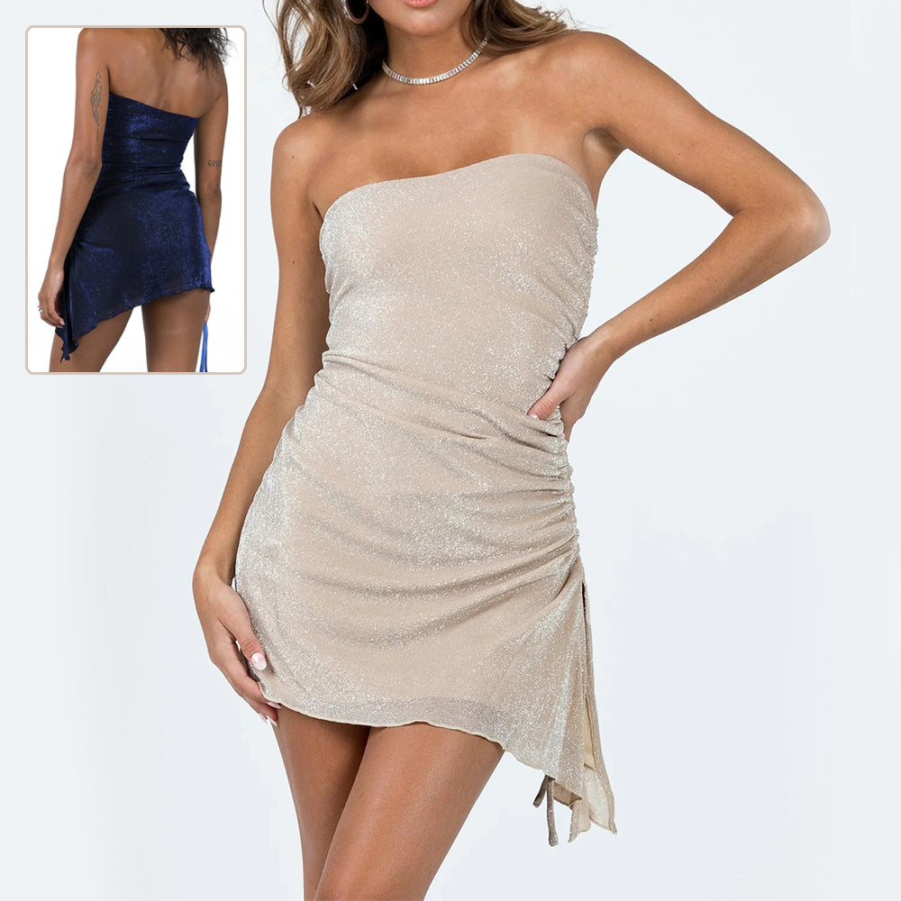 Trägerloses Neckholder-Minikleid | Hoher Bund mit Kordelzug – Party-Clubwear für Damen