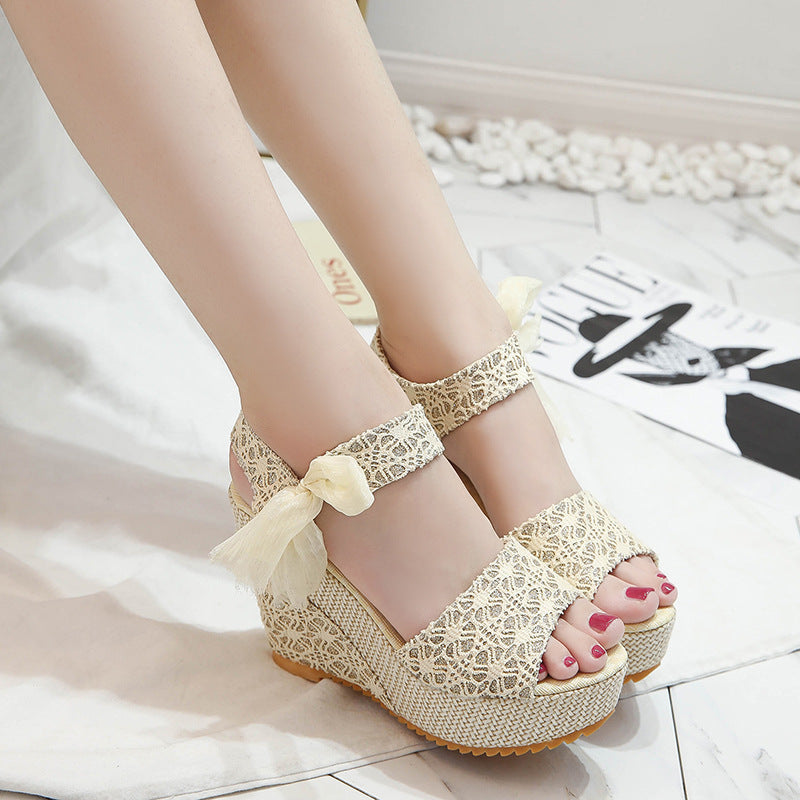 Damenmode Keilabsatz Peep-Toe Sandalen